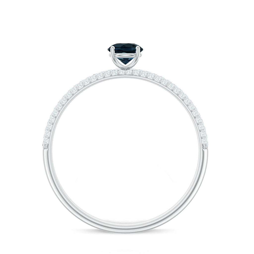 0.6 Carat London Blue Topaz Solitaire Promise Ring with Diamond