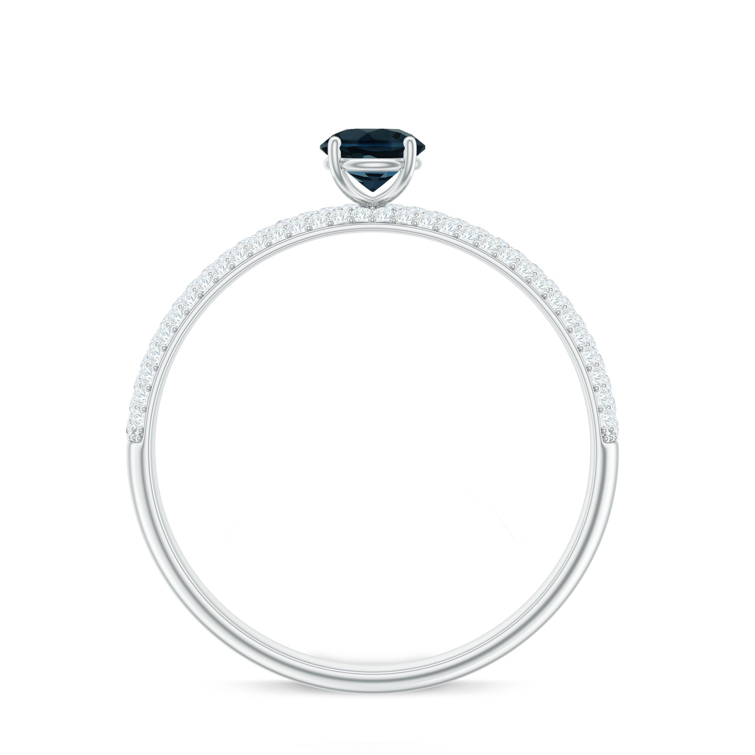 0.6 Carat London Blue Topaz Solitaire Promise Ring with Diamond