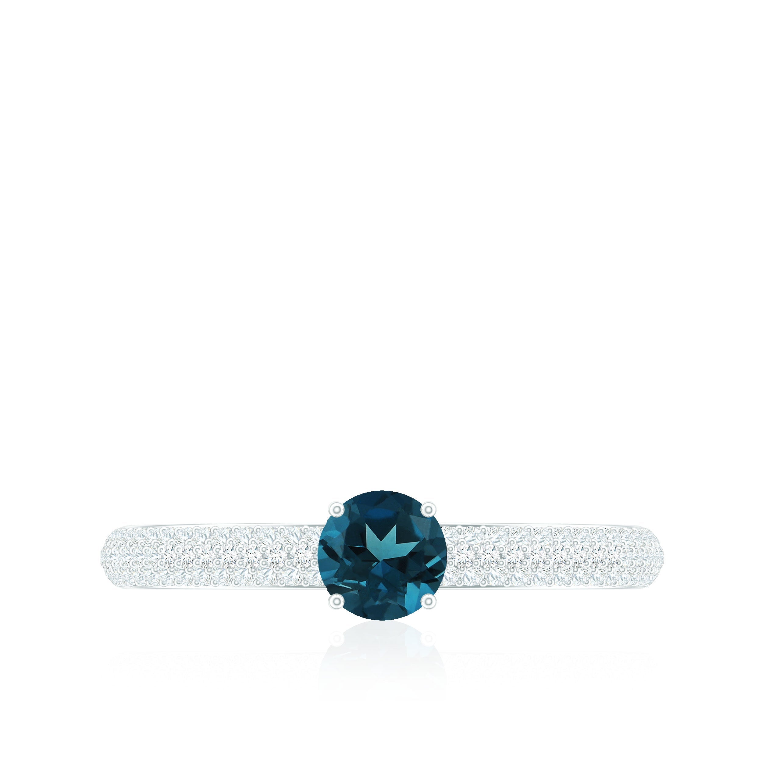0.6 Carat London Blue Topaz Solitaire Promise Ring with Diamond