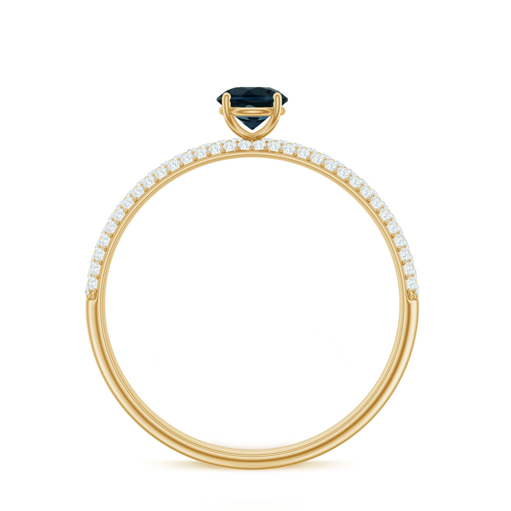 0.6 Carat London Blue Topaz Solitaire Promise Ring with Diamond