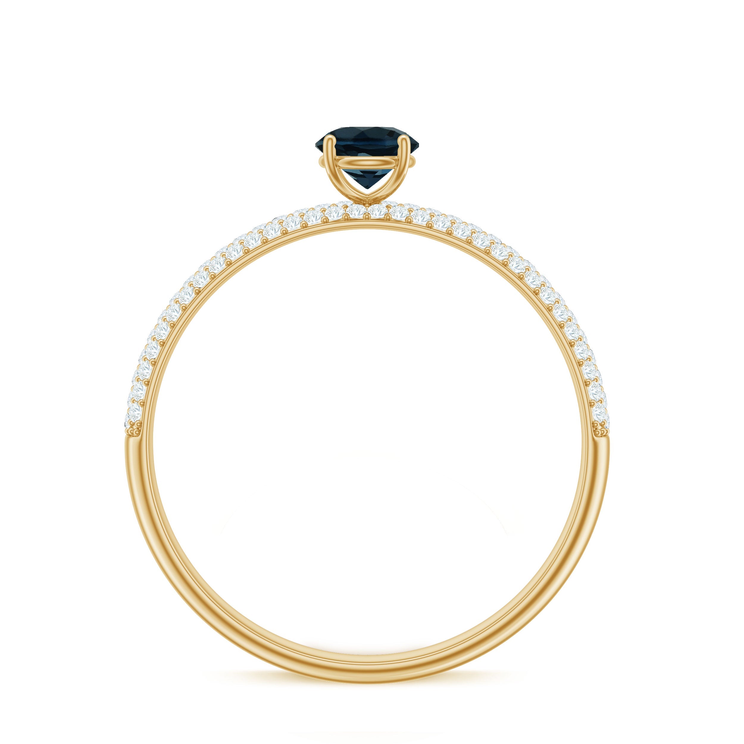 0.6 Carat London Blue Topaz Solitaire Promise Ring with Diamond