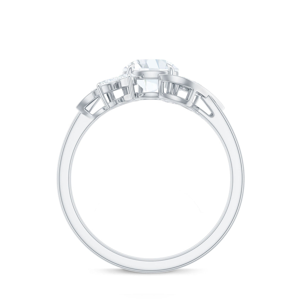 Certified Moissanite Flower Engagement Ring for Women