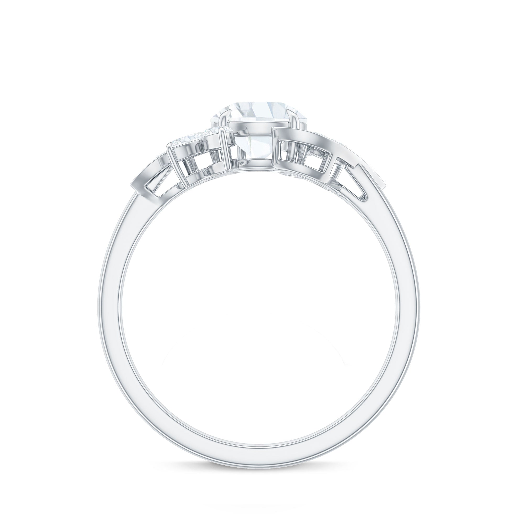 Certified Moissanite Flower Engagement Ring for Women
