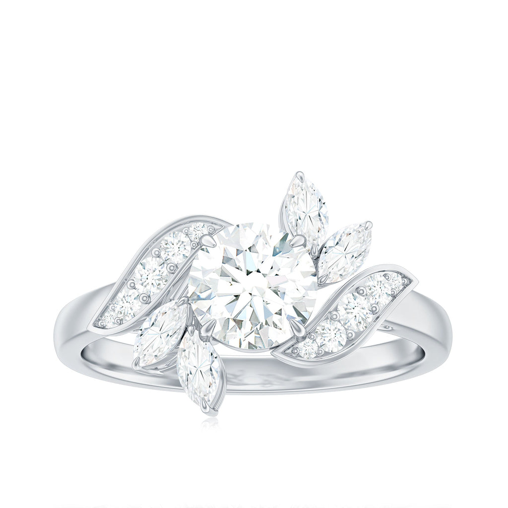 Certified Moissanite Flower Engagement Ring for Women