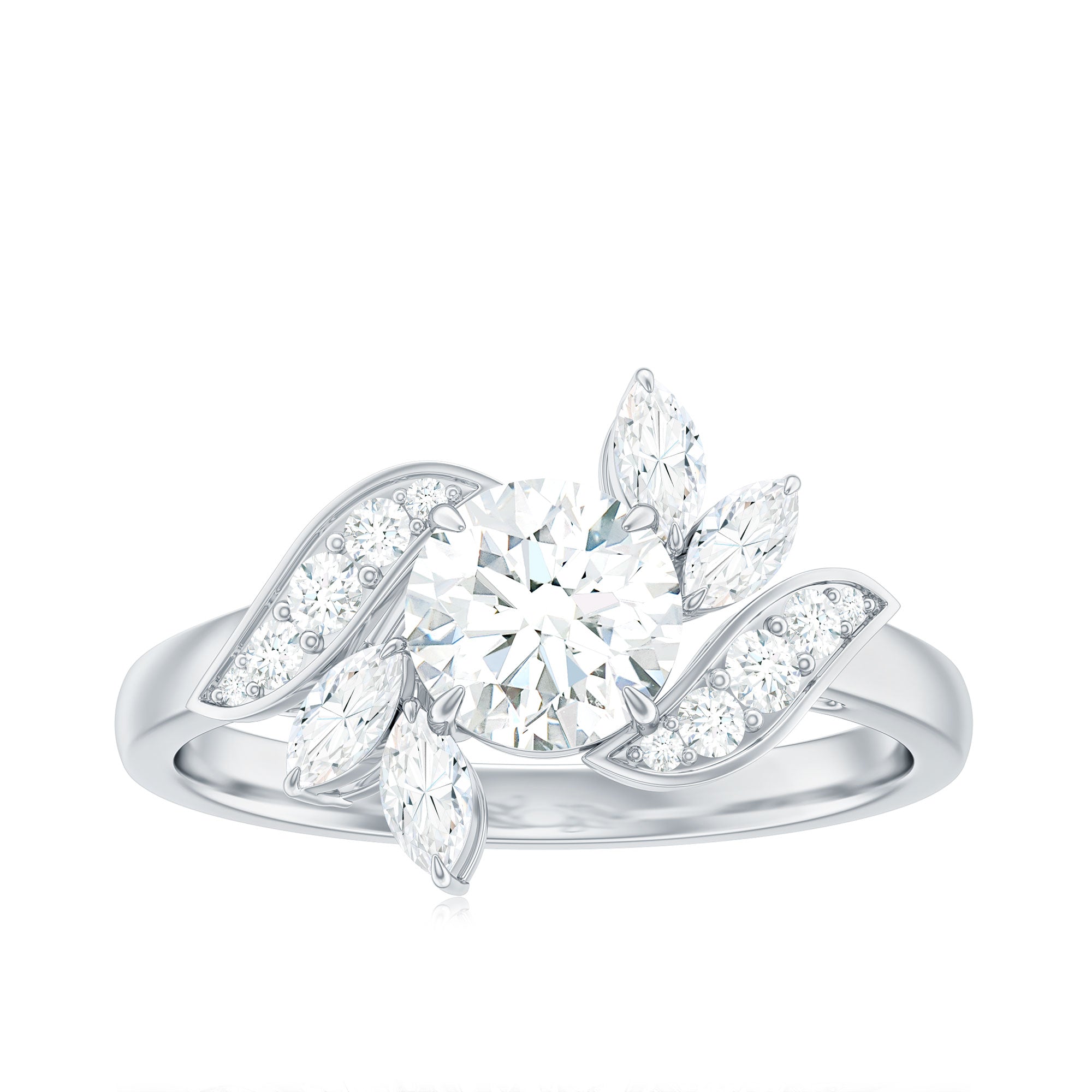 Certified Moissanite Flower Engagement Ring for Women
