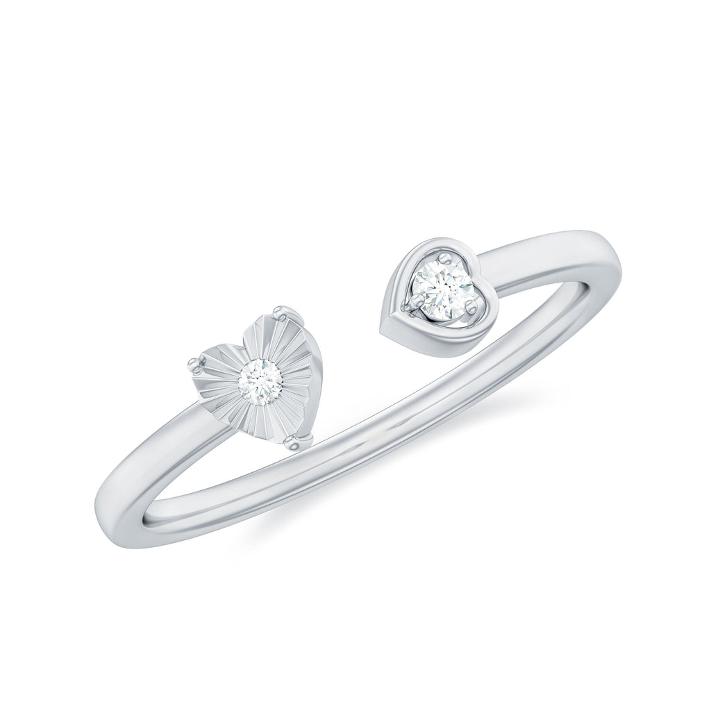 Certified Real Diamond Heart Promise Ring in Cuff Style