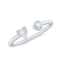 Certified Real Diamond Heart Promise Ring in Cuff Style