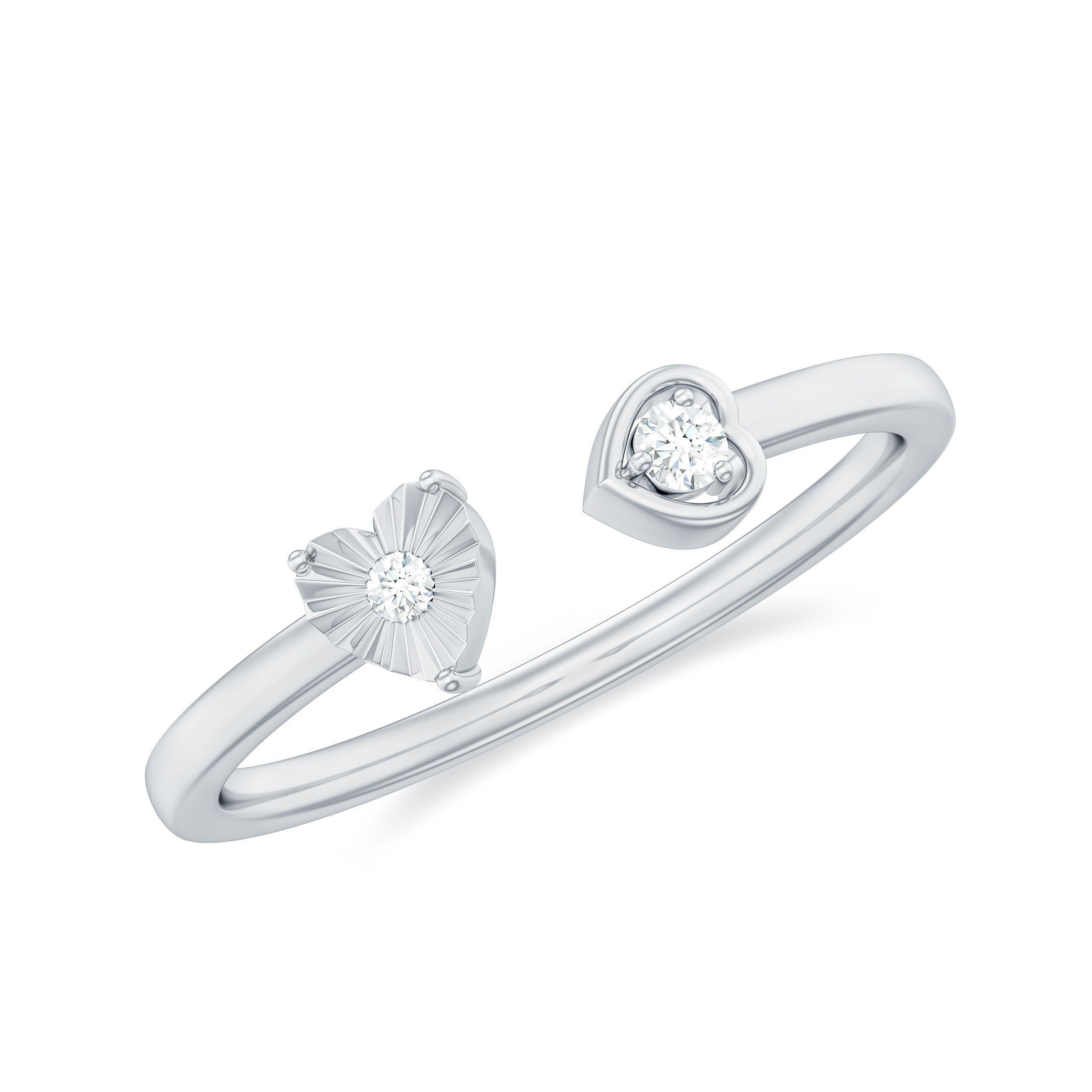 Certified Real Diamond Heart Promise Ring in Cuff Style