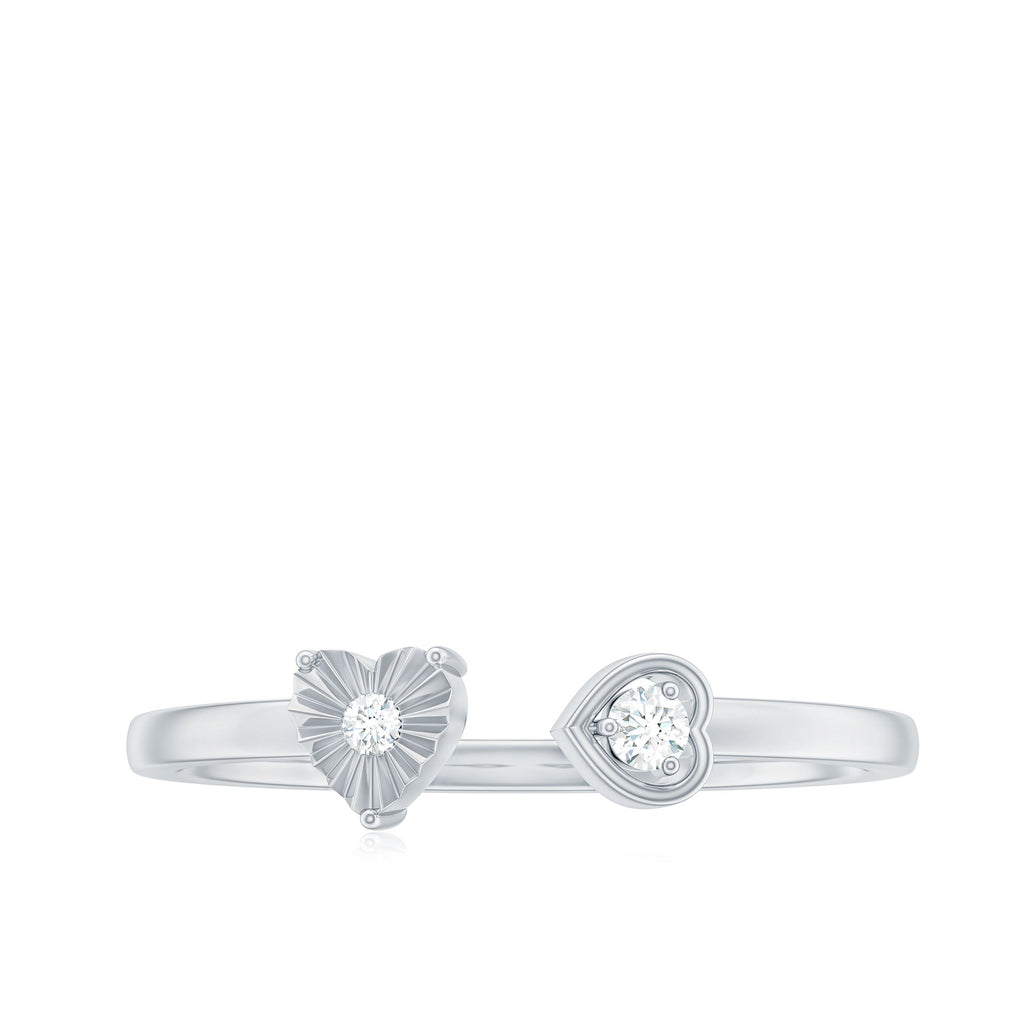 Certified Real Diamond Heart Promise Ring in Cuff Style