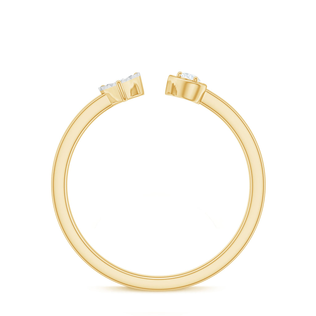 Certified Real Diamond Heart Promise Ring in Cuff Style