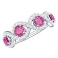 Pink Tourmaline Infinity Half Eternity Band Ring with Diamond