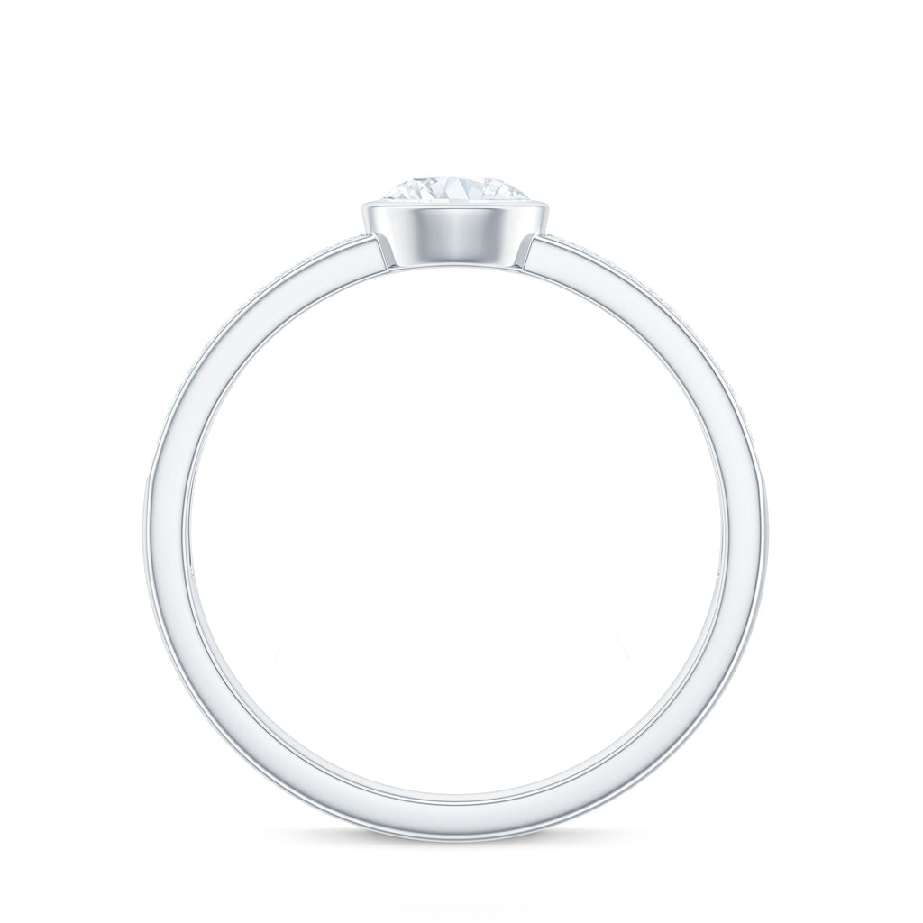 Bezel Set Moissanite Engagement Ring with Side Stones