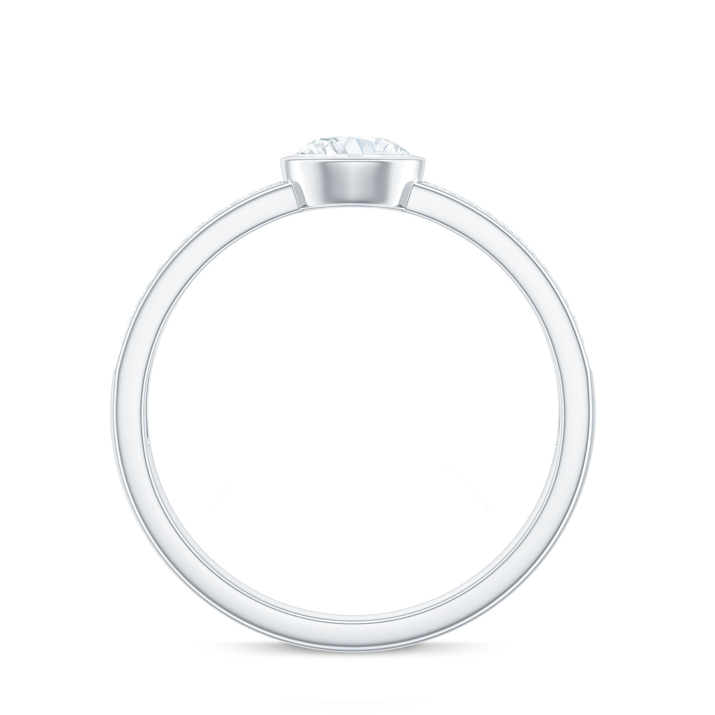 Bezel Set Moissanite Engagement Ring with Side Stones