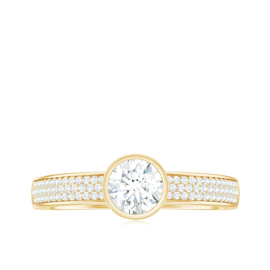 Bezel Set Moissanite Engagement Ring with Side Stones