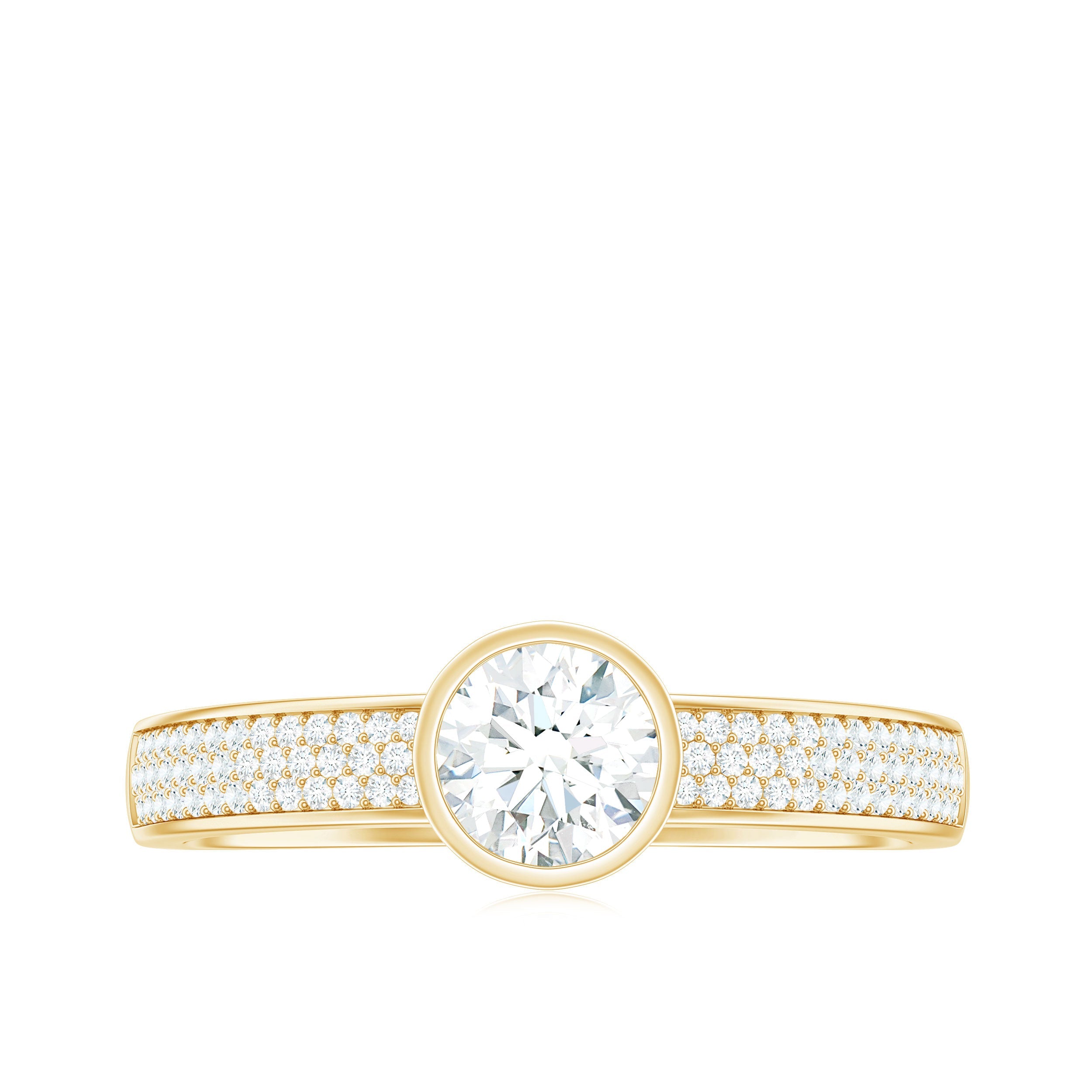 Bezel Set Moissanite Engagement Ring with Side Stones