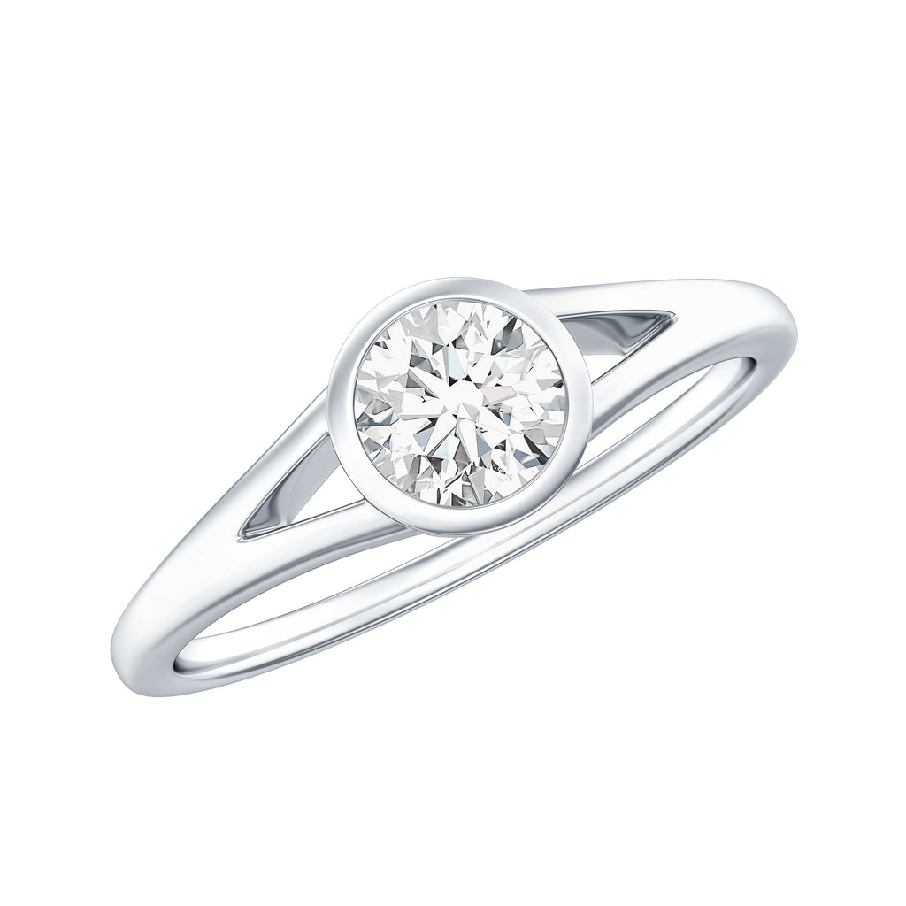 0.5 Carat Moissanite Solitaire Promise Ring in Split Shank