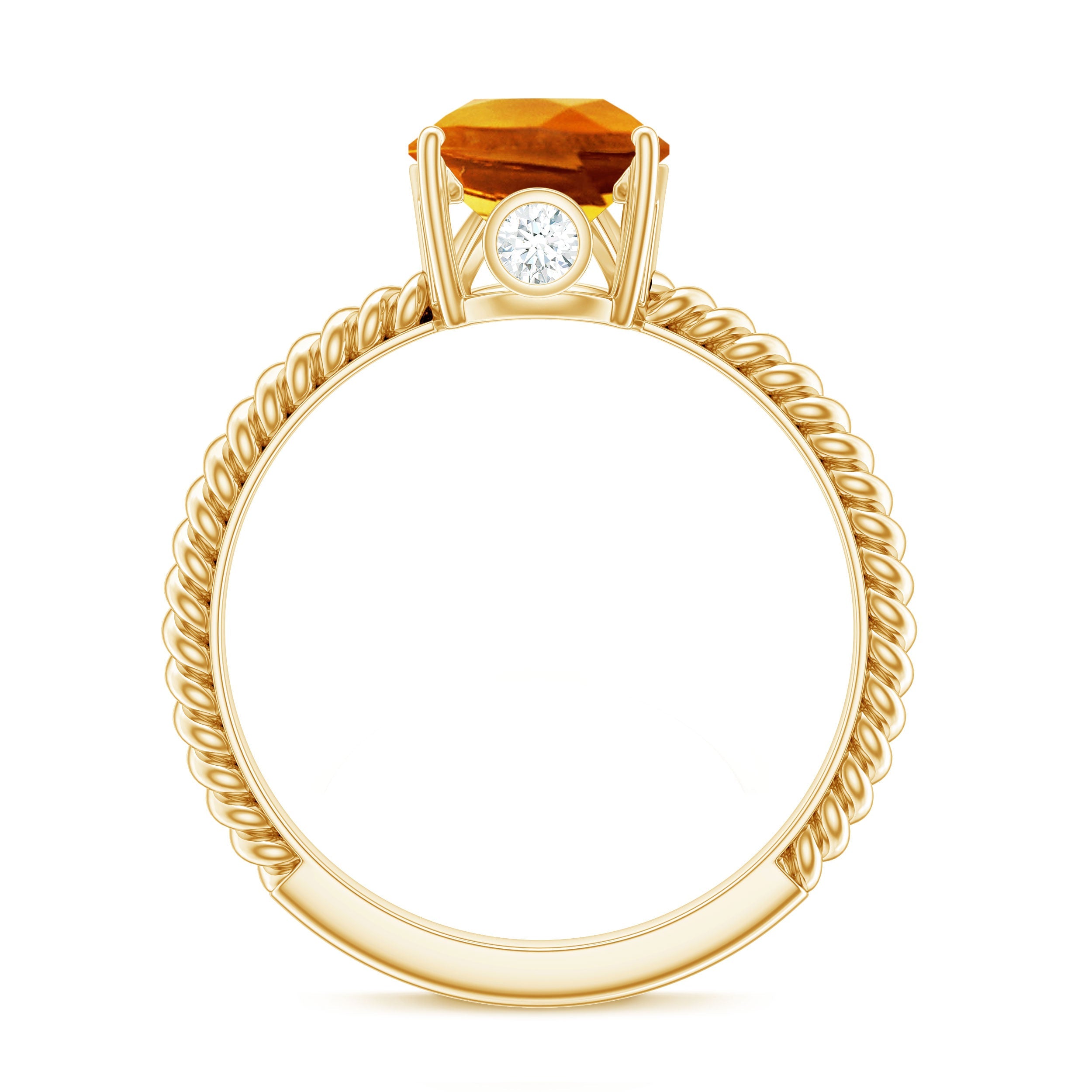 2.5 Carat Lab Grown Orange Sapphire Pear Shaped Engagement Ring with Twisted Rope