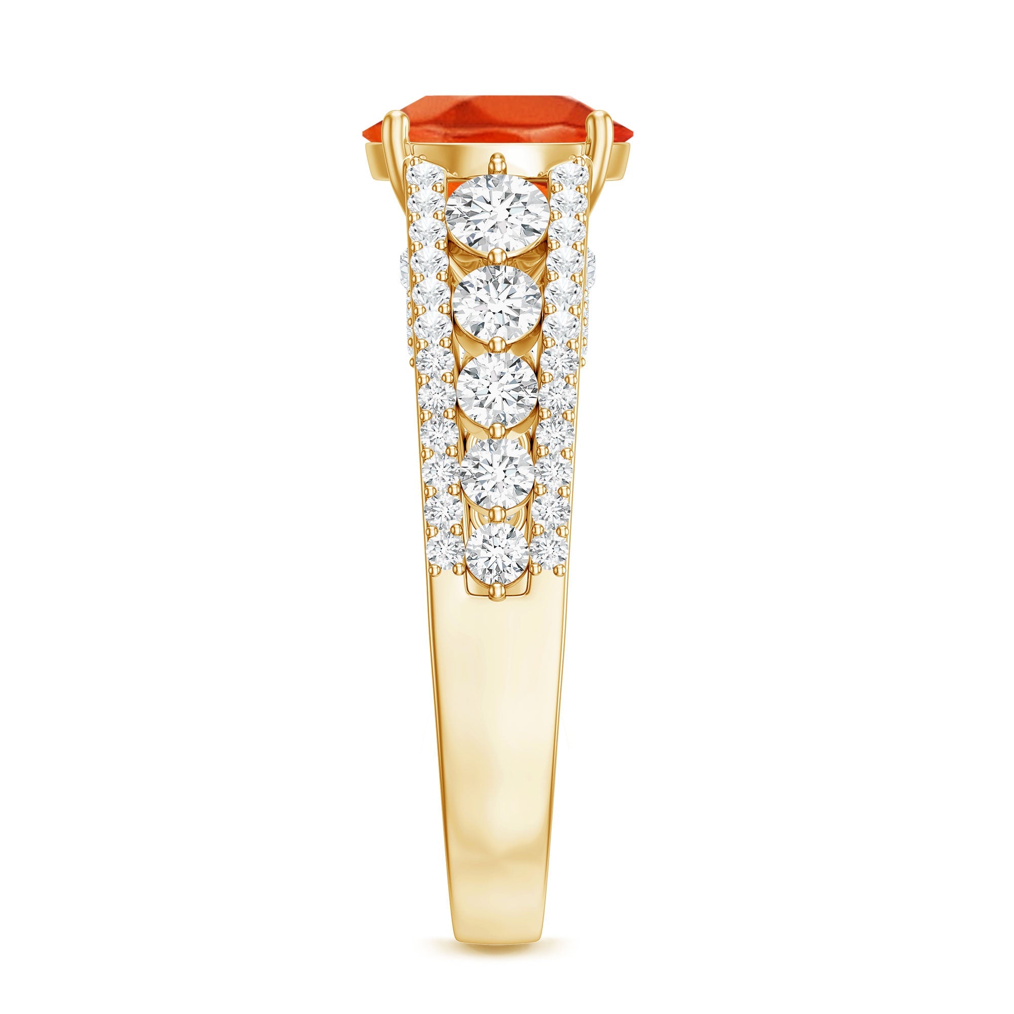 2.25 Carat Lab Grown Orange Sapphire Solitaire Engagement Ring with Side Stones