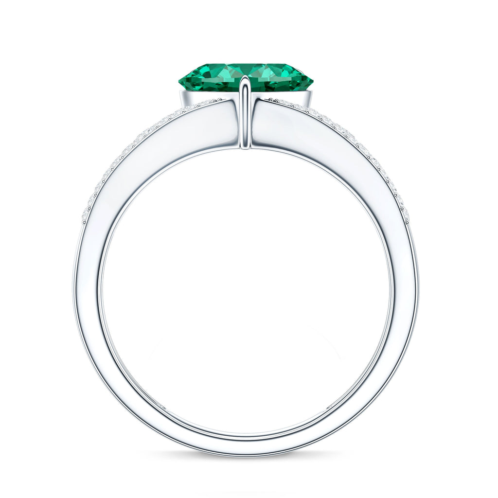 Designer 2 Carat Lab Grown Emerald Heart Engagement Ring With Diamonds