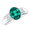3 Carat Lab Grown Emerald Oval Engagement Ring with Diamond