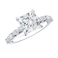 Certified Princess Cut Moissanite Engagement Ring with Side Stones
