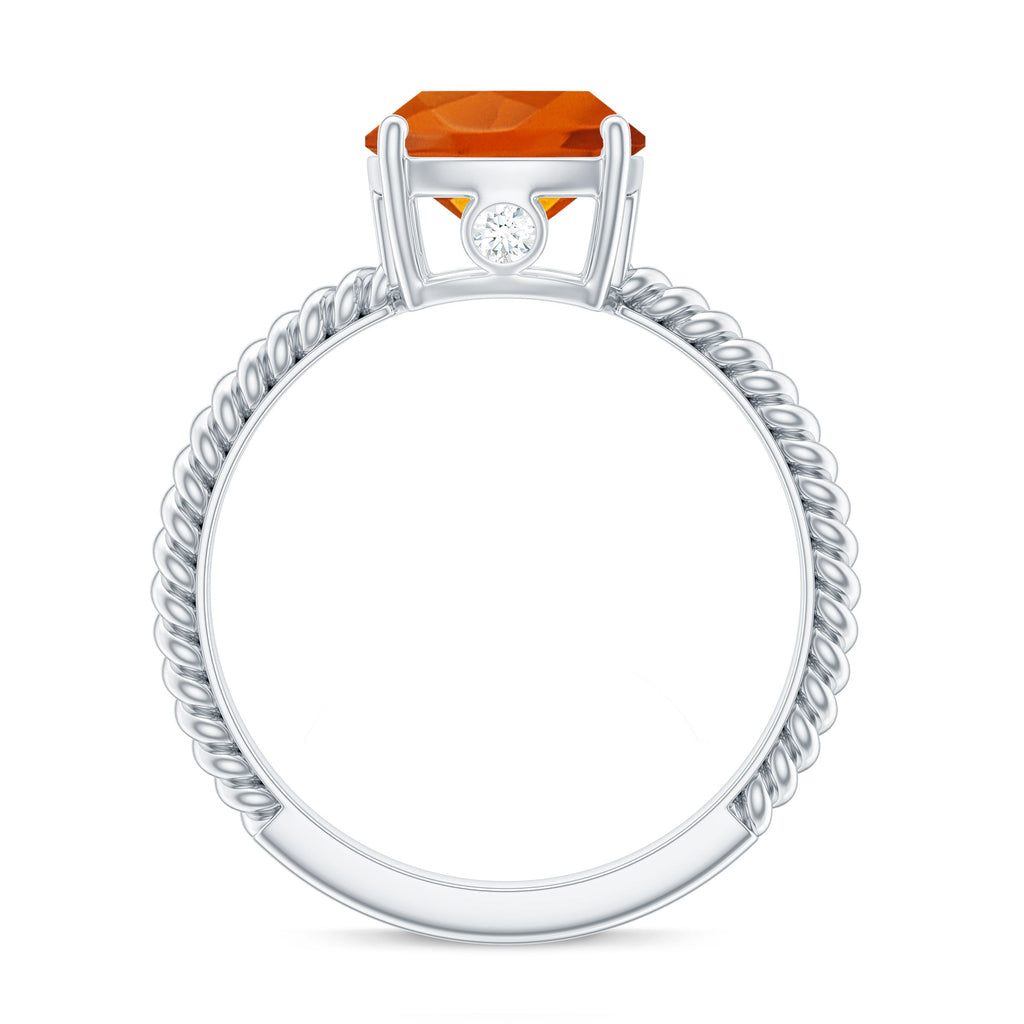 Certified 2.75 Carat Lab Grown Orange Sapphire Cushion Cut Engagement Ring with Diamond