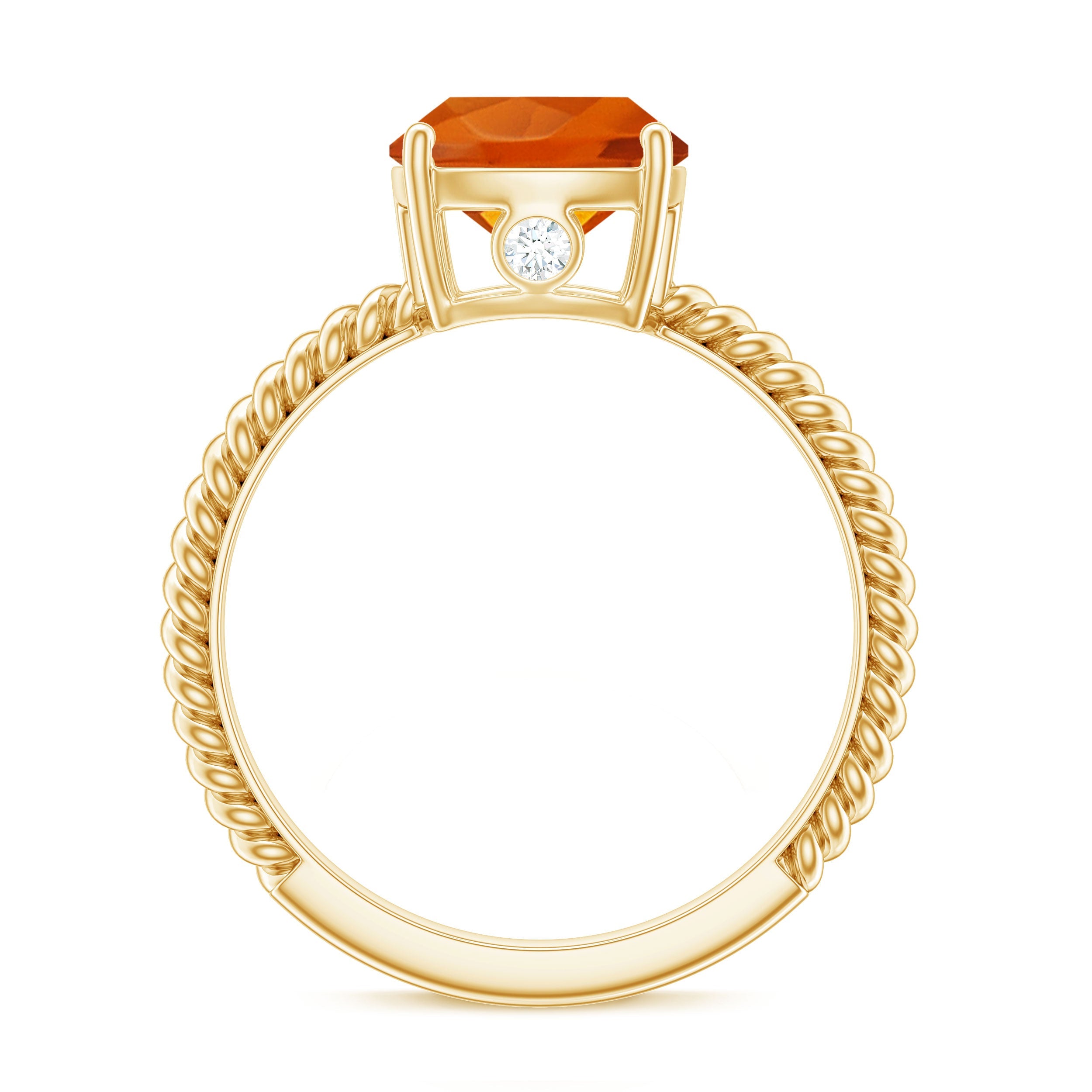 Certified 2.75 Carat Lab Grown Orange Sapphire Cushion Cut Engagement Ring with Diamond