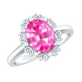 Vintage Style Lab Grown Pink Sapphire Oval Engagement Ring
