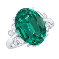 Certified 6 Carat Lab Grown Emerald Statement Engagement Ring with Diamond
