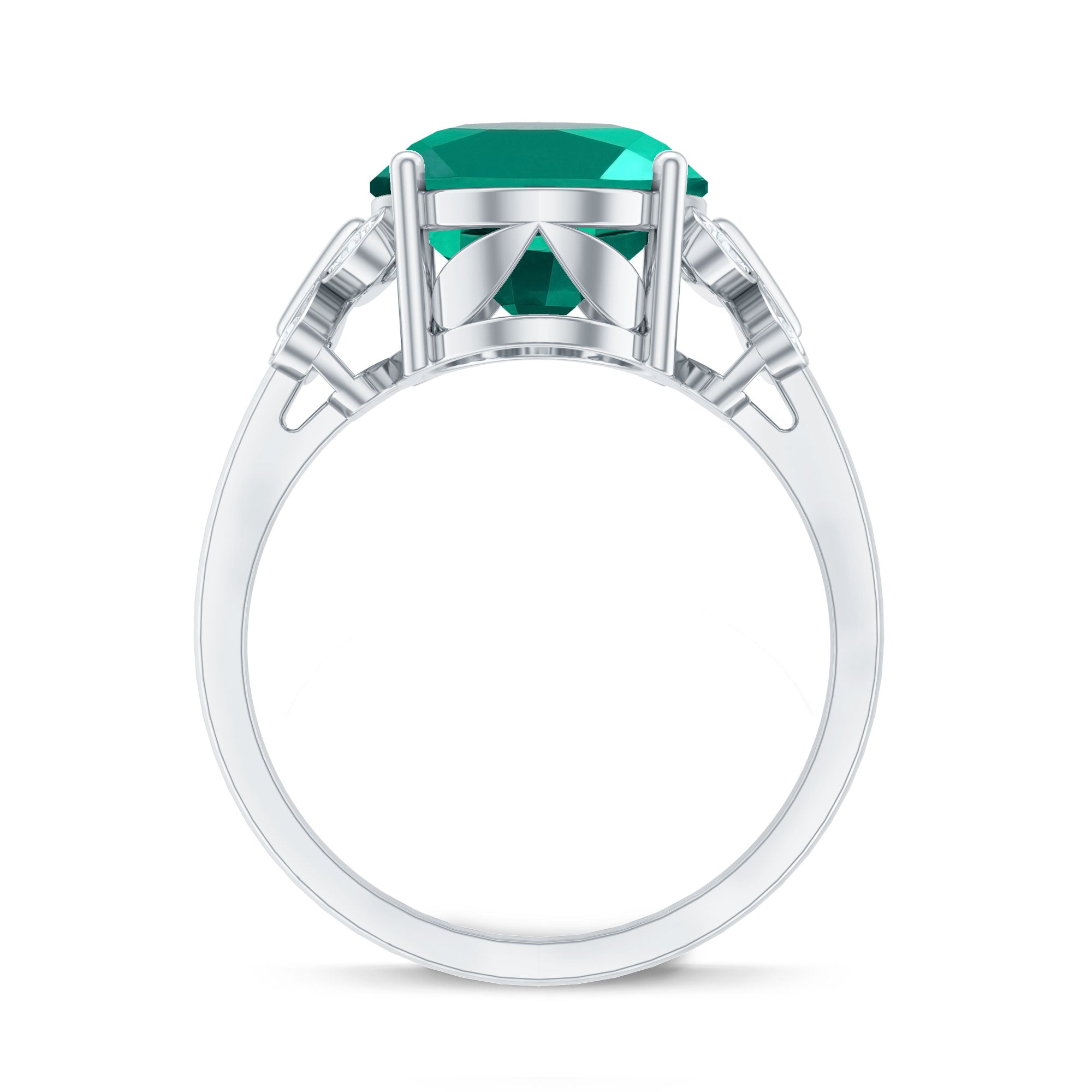 Certified 6 Carat Lab Grown Emerald Statement Engagement Ring with Diamond
