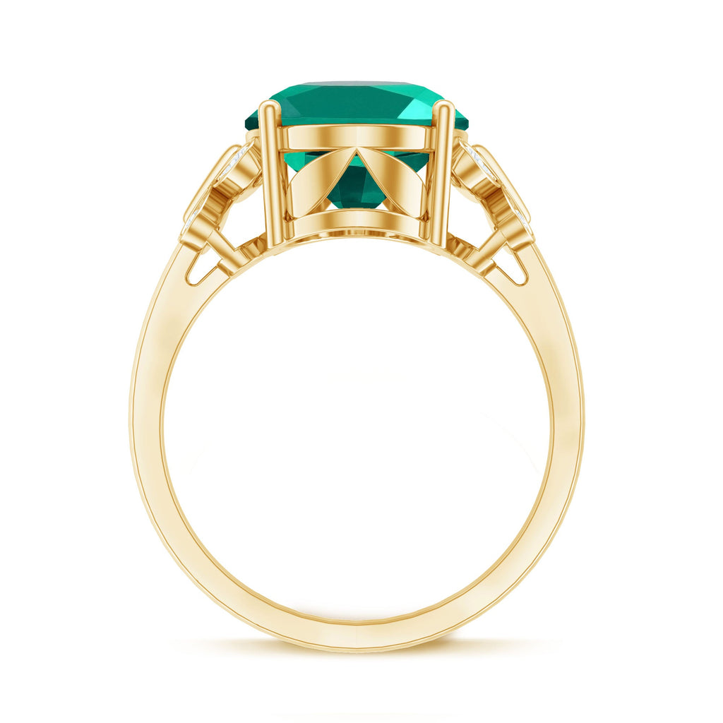Certified 6 Carat Lab Grown Emerald Statement Engagement Ring with Diamond