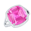 6 Carat Cushion Cut Lab Created Pink Sapphire Huge Engagement Ring