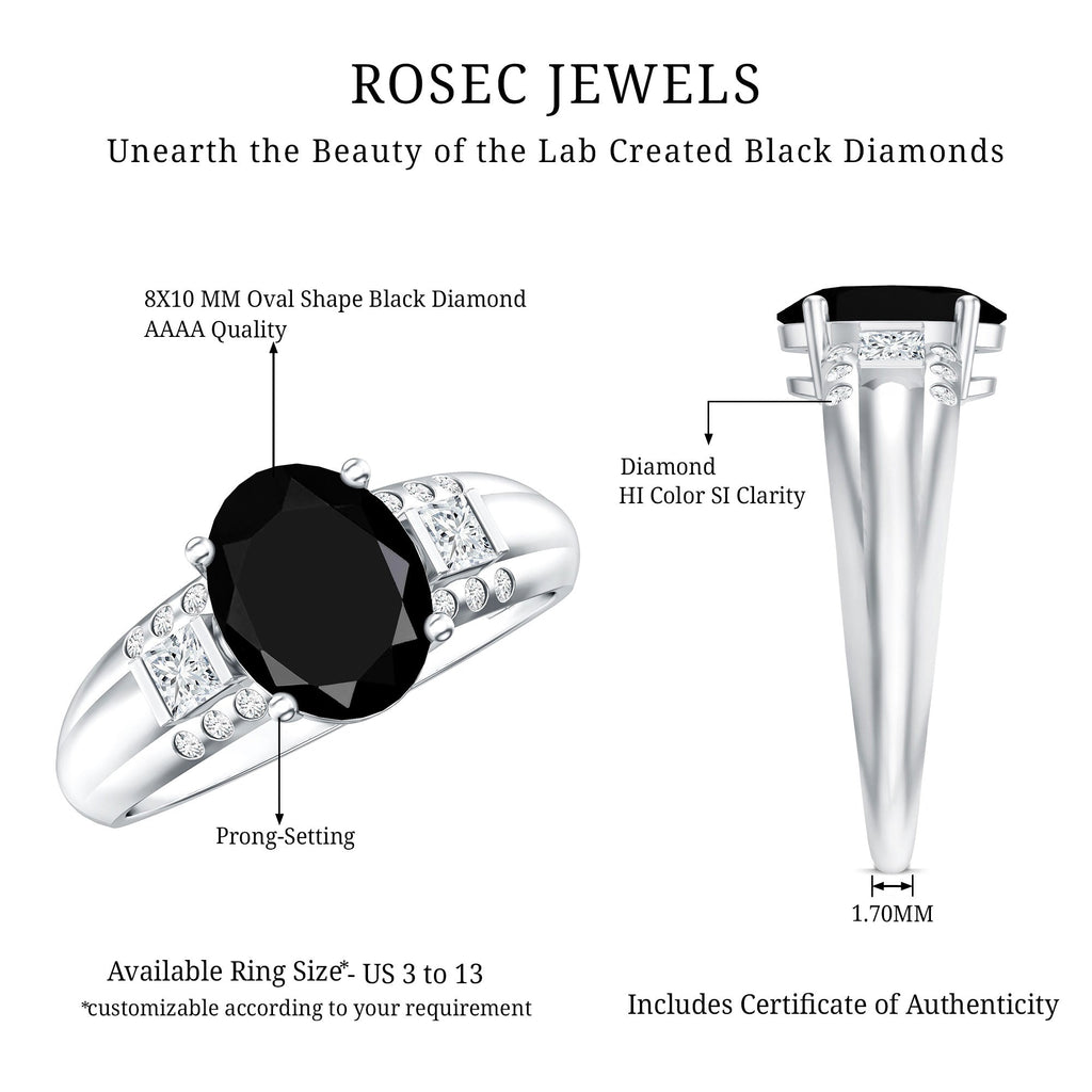Certified 4.2 Carat Lab Grown Black and White Diamond Statement Engagement Ring