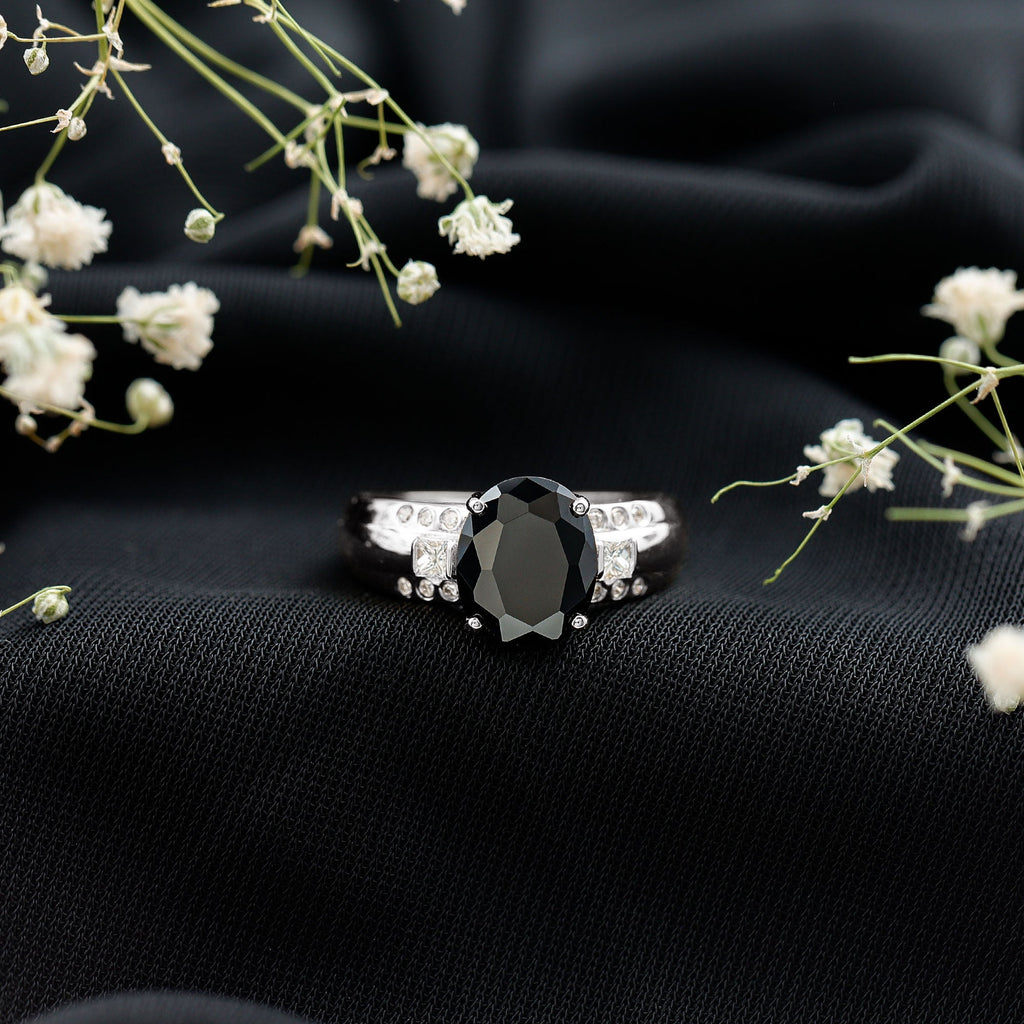 Certified 4.2 Carat Lab Grown Black and White Diamond Statement Engagement Ring