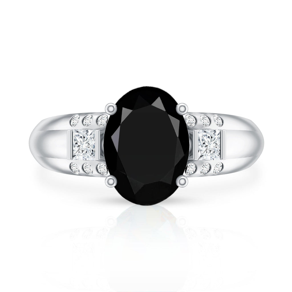 Certified 4.2 Carat Lab Grown Black and White Diamond Statement Engagement Ring