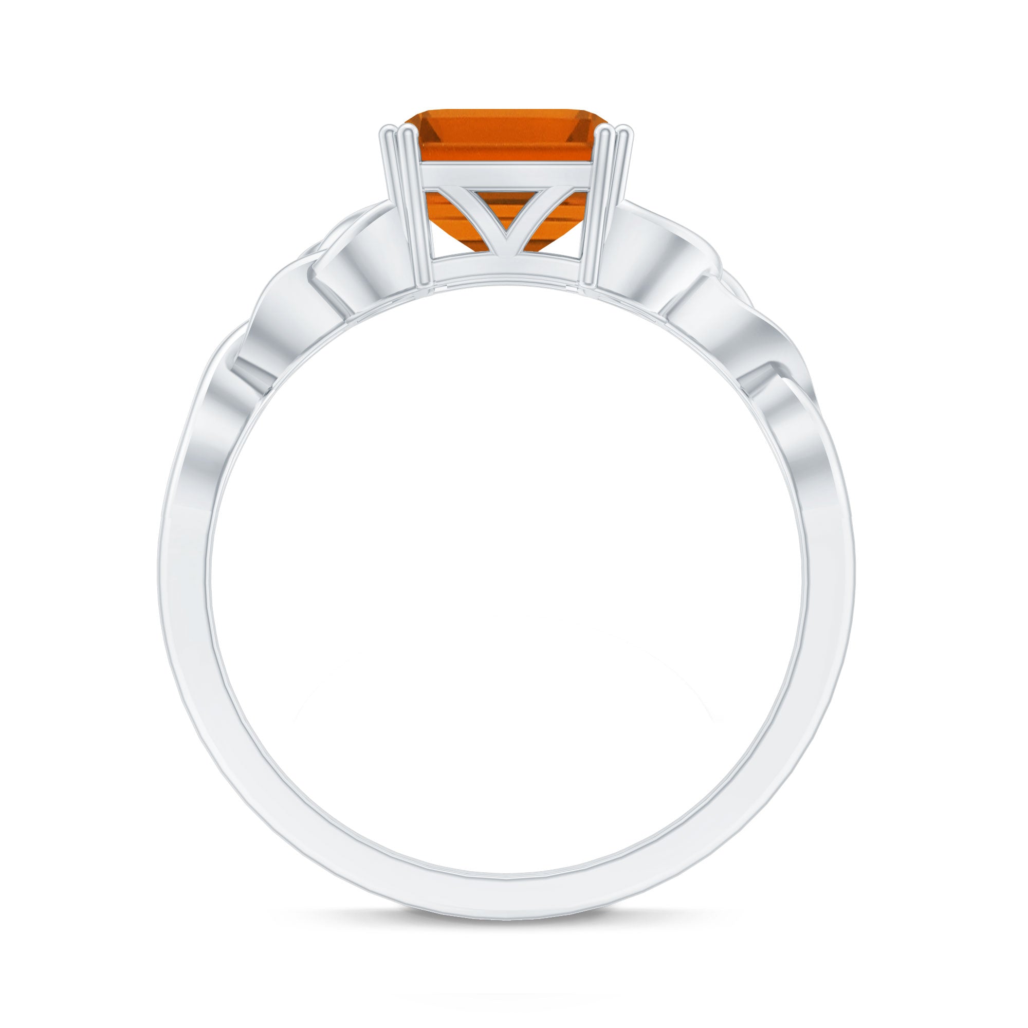 4.8 Carat Asscher Cut Lab Grown Orange Sapphire Engagement Ring with Celtic Knot
