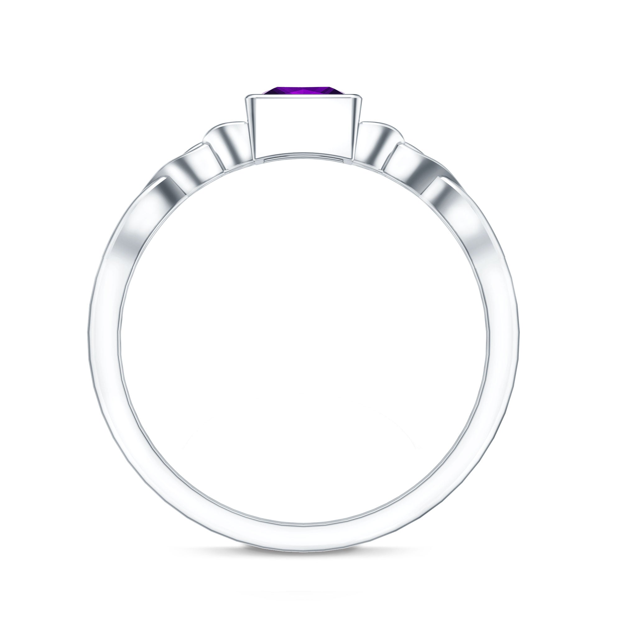 1.2 Carat Princess Cut Amethyst Promise Ring with Celtic Knot