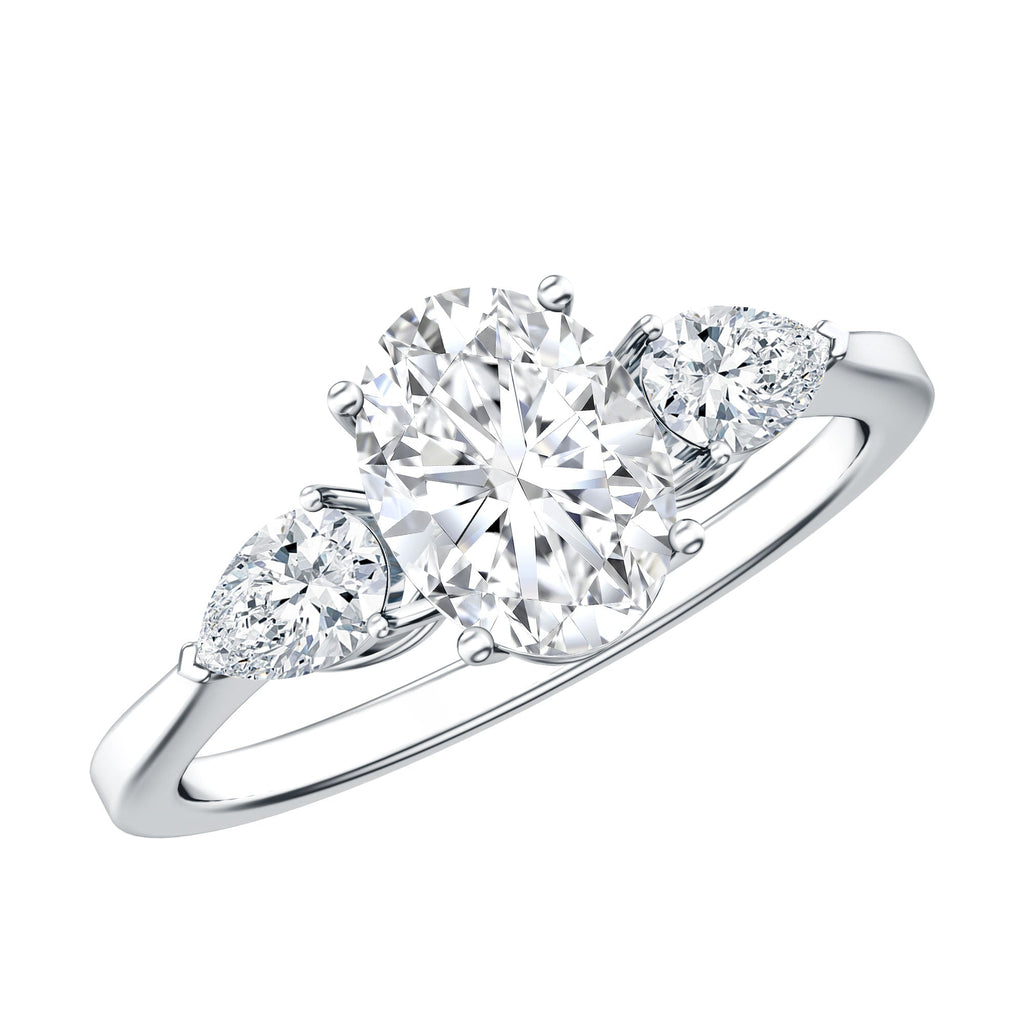 1 Carat Lab Grown Diamond Three Stone Engagement Ring with IGI Certificate