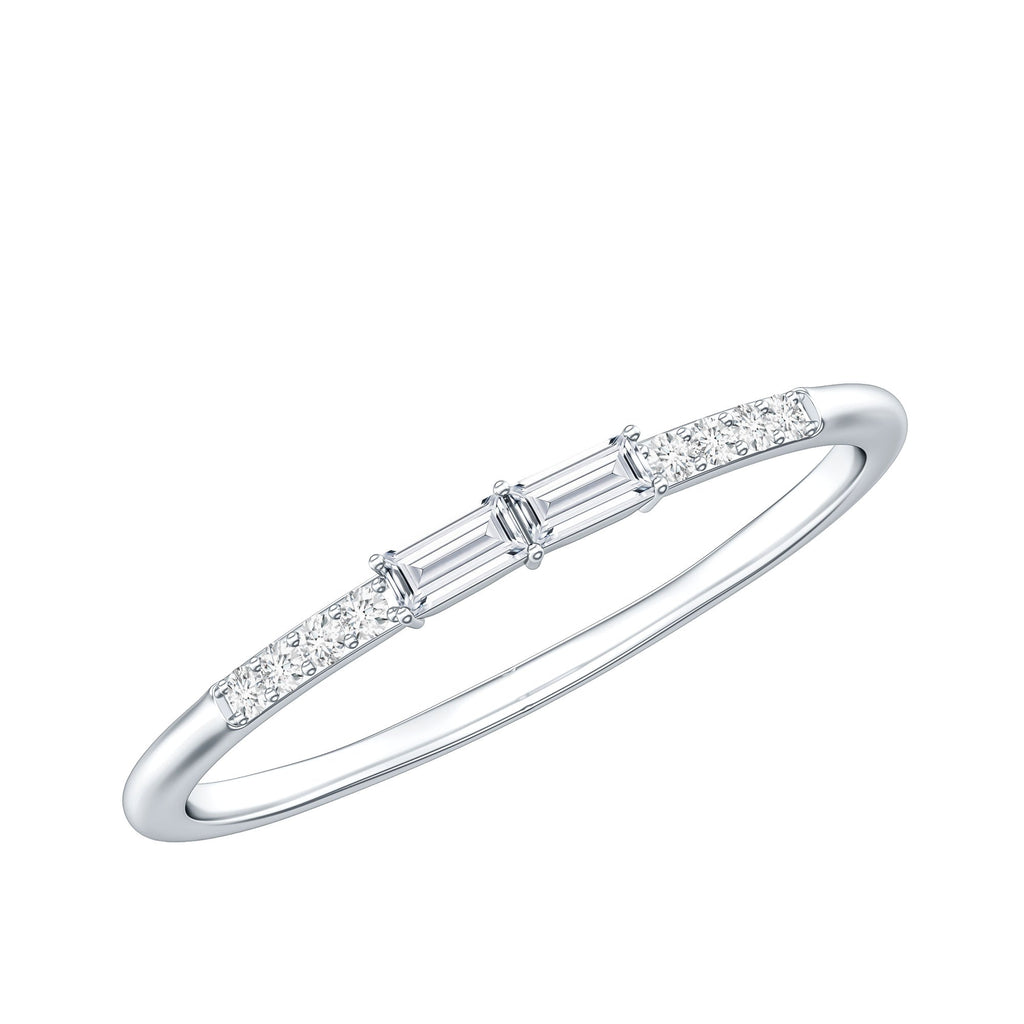Baguette Diamond Stackable Ring in East West Style