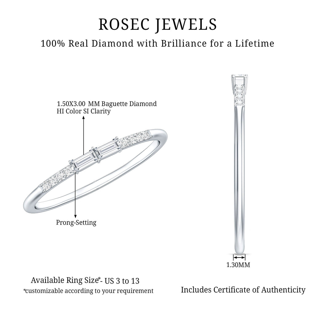 Baguette Diamond Stackable Ring in East West Style