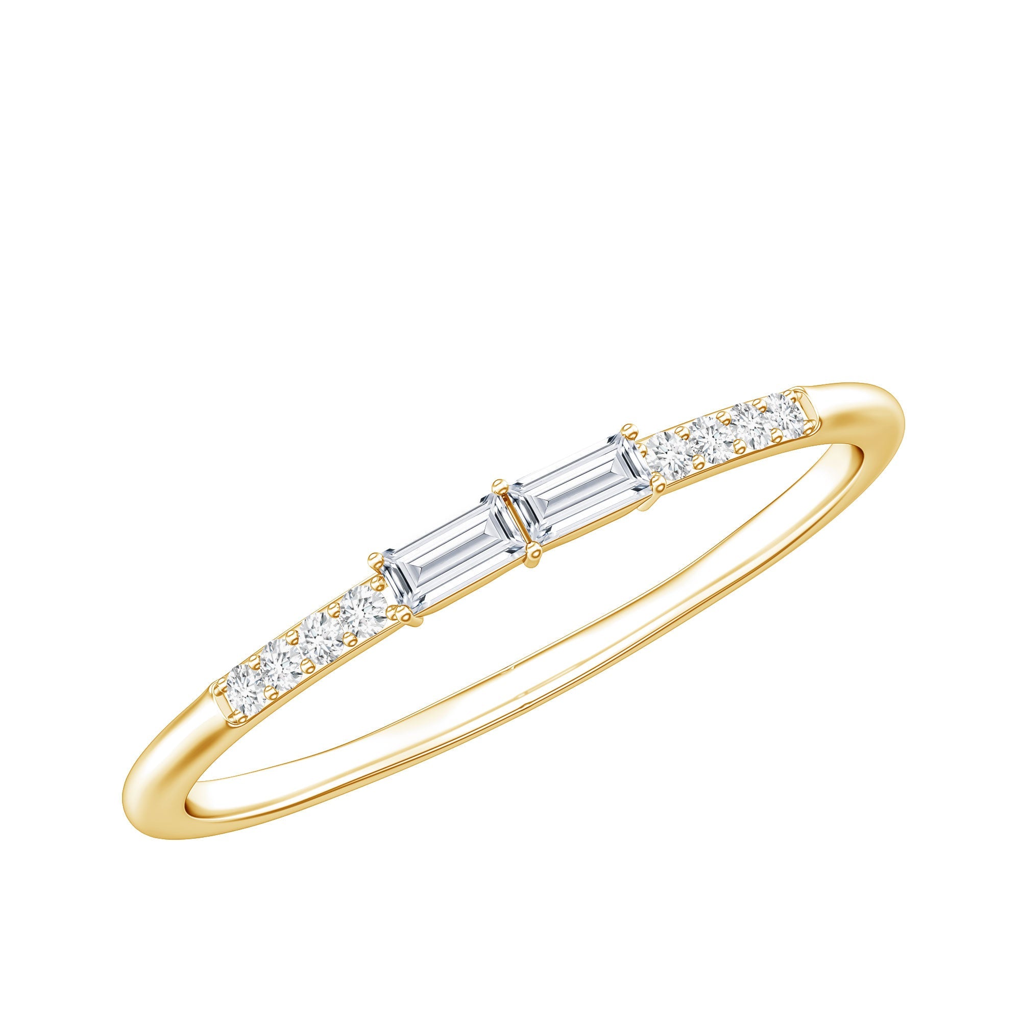 Baguette Diamond Stackable Ring in East West Style