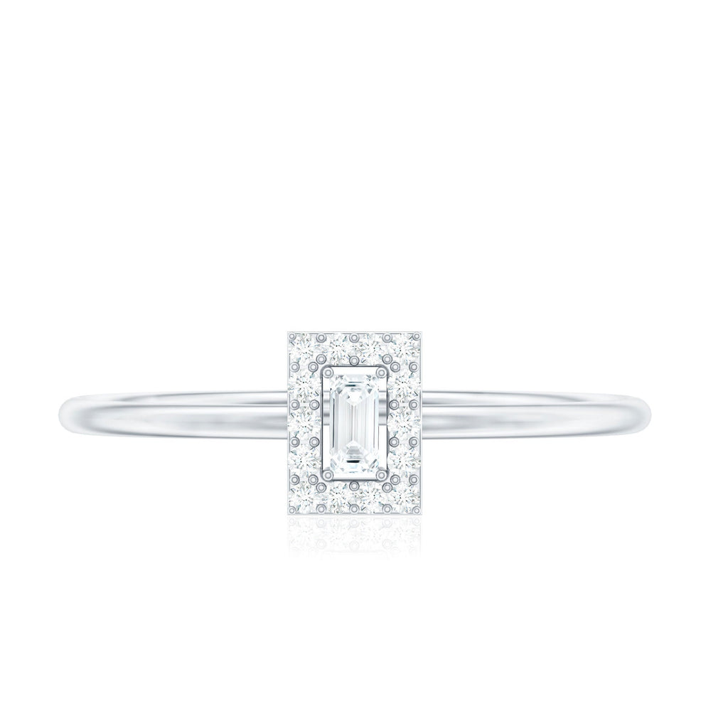 Baguette Cut Diamond Halo Promise Ring with Certificate