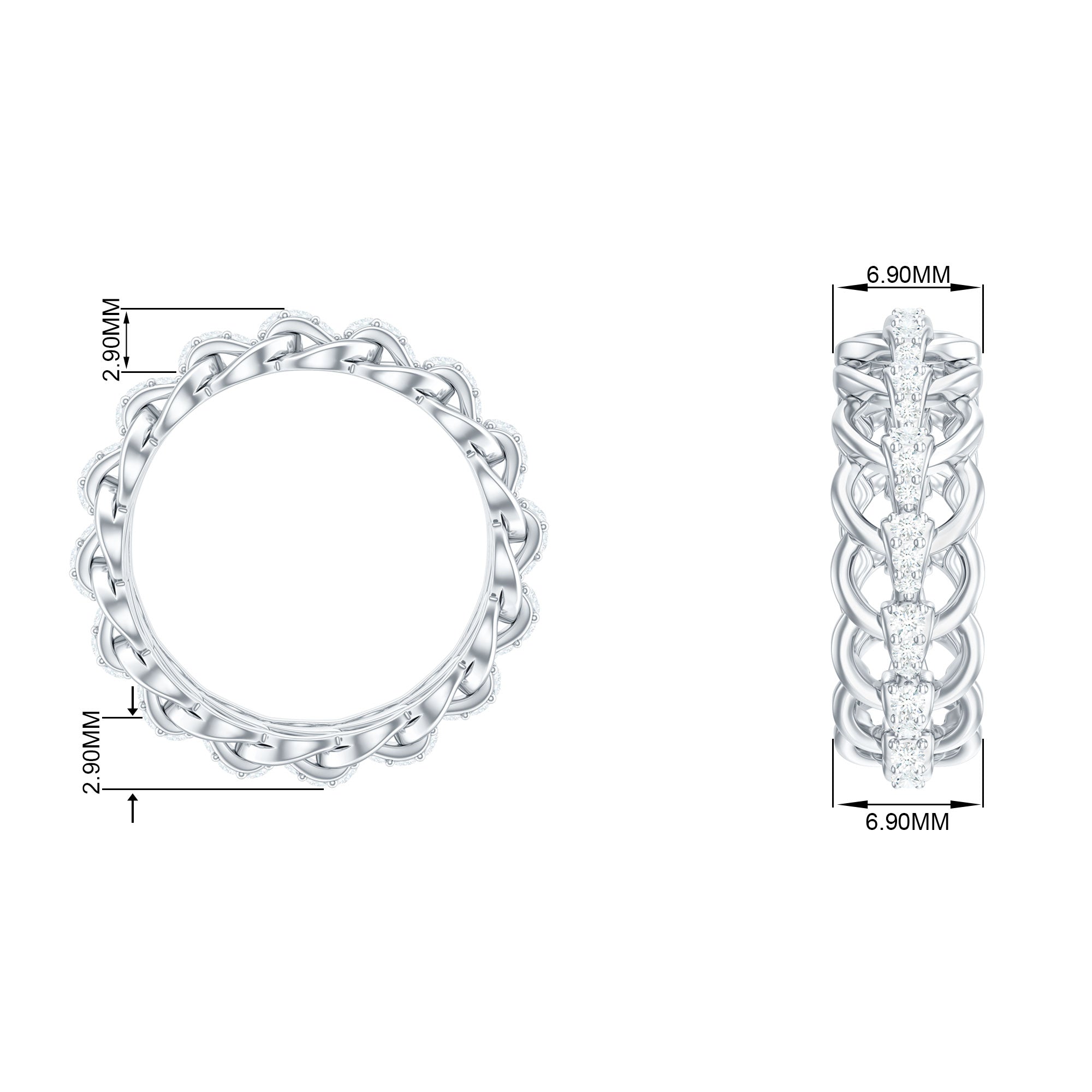 Certified Moissanite Eternity Wedding Band for Women