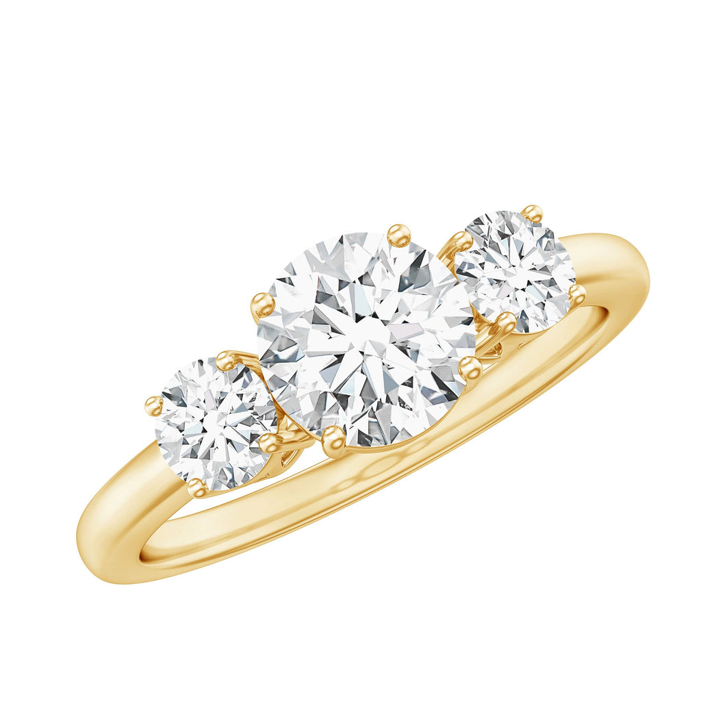 Certified Moissanite 3 Stone Engagement Ring