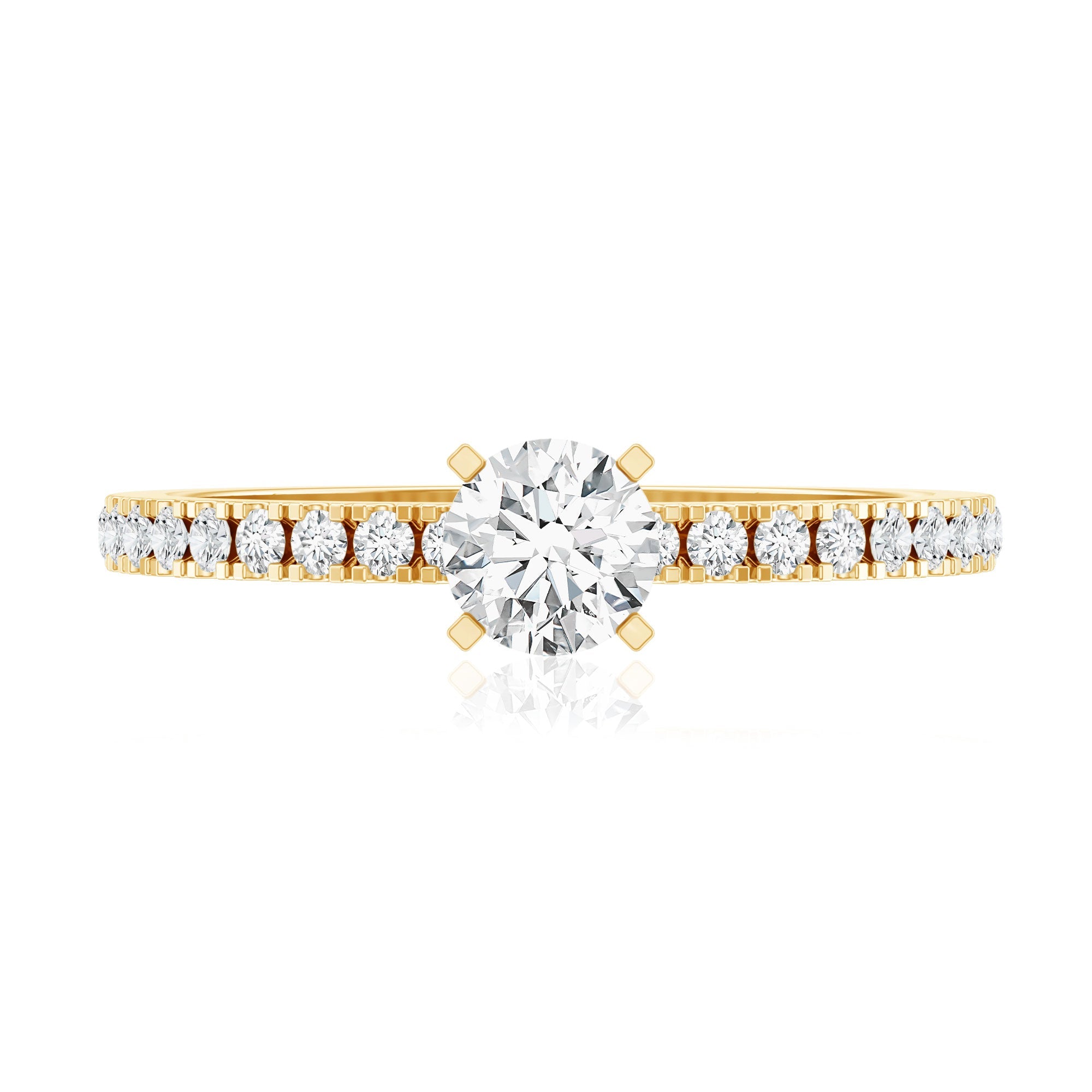 Moissanite Minimal Engagement Ring with Side Stone
