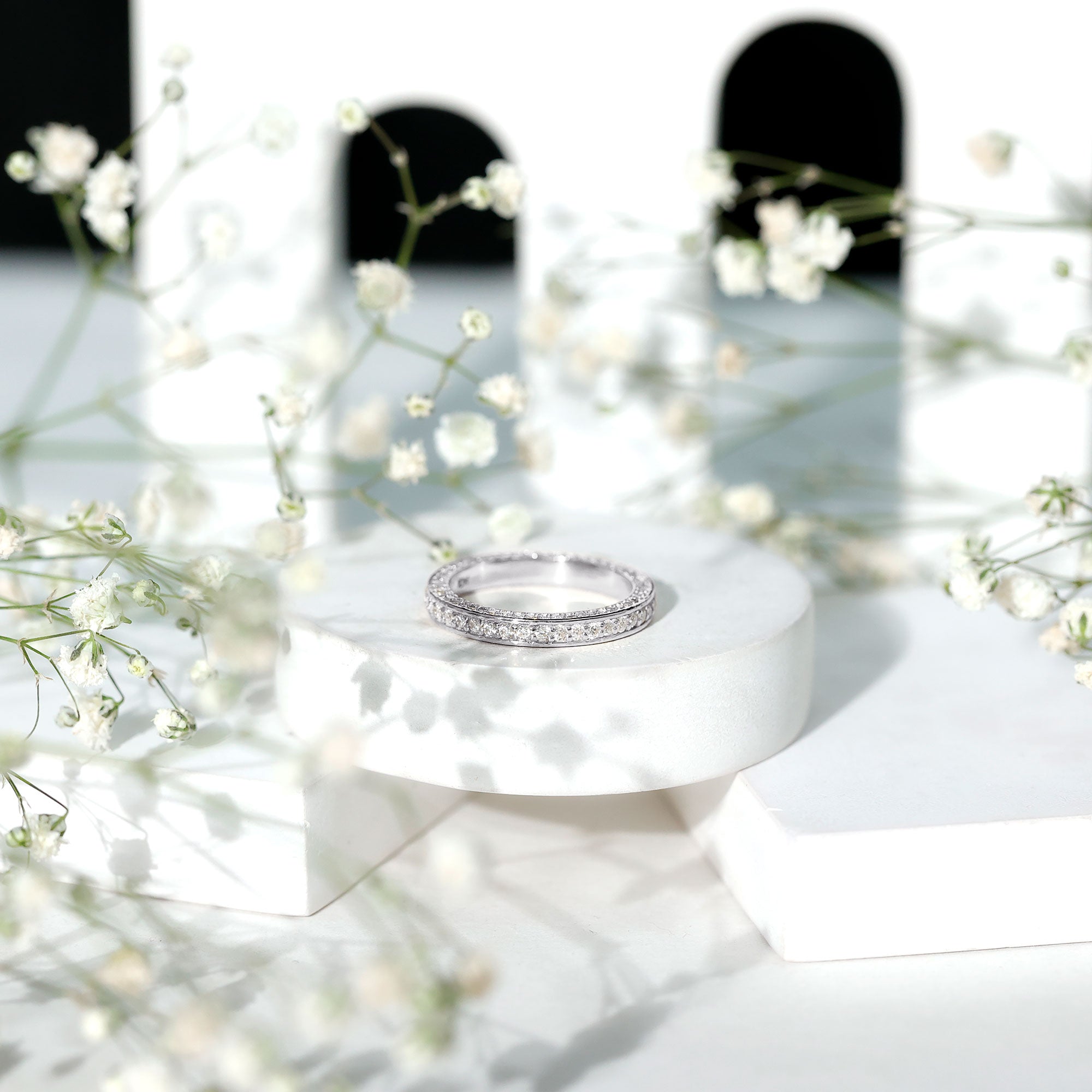 Round Cut Moissanite Full Eternity Wedding Band Ring