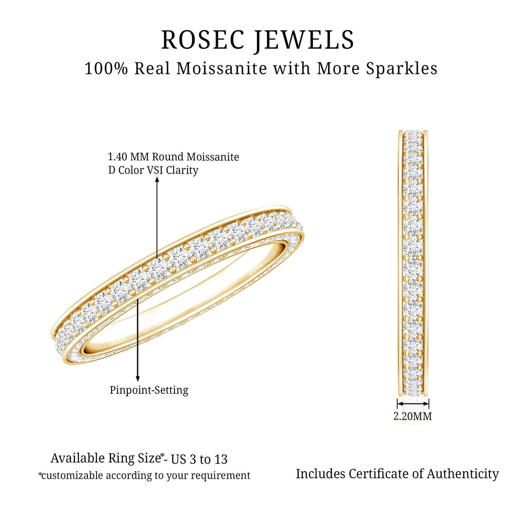 Round Cut Moissanite Full Eternity Wedding Band Ring