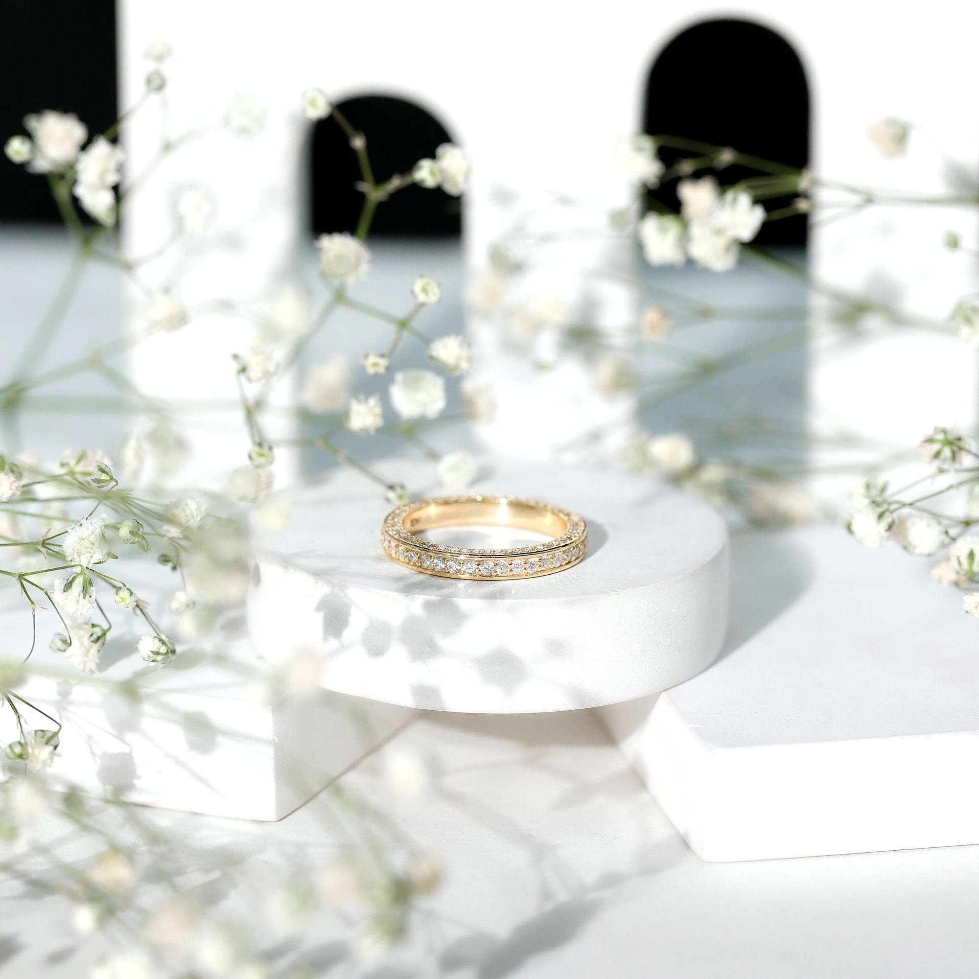 Round Cut Moissanite Full Eternity Wedding Band Ring
