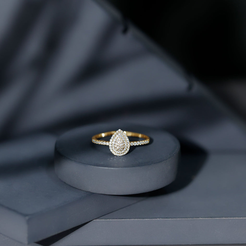 Double Halo Moissanite Teardrop Engagement Ring For Women