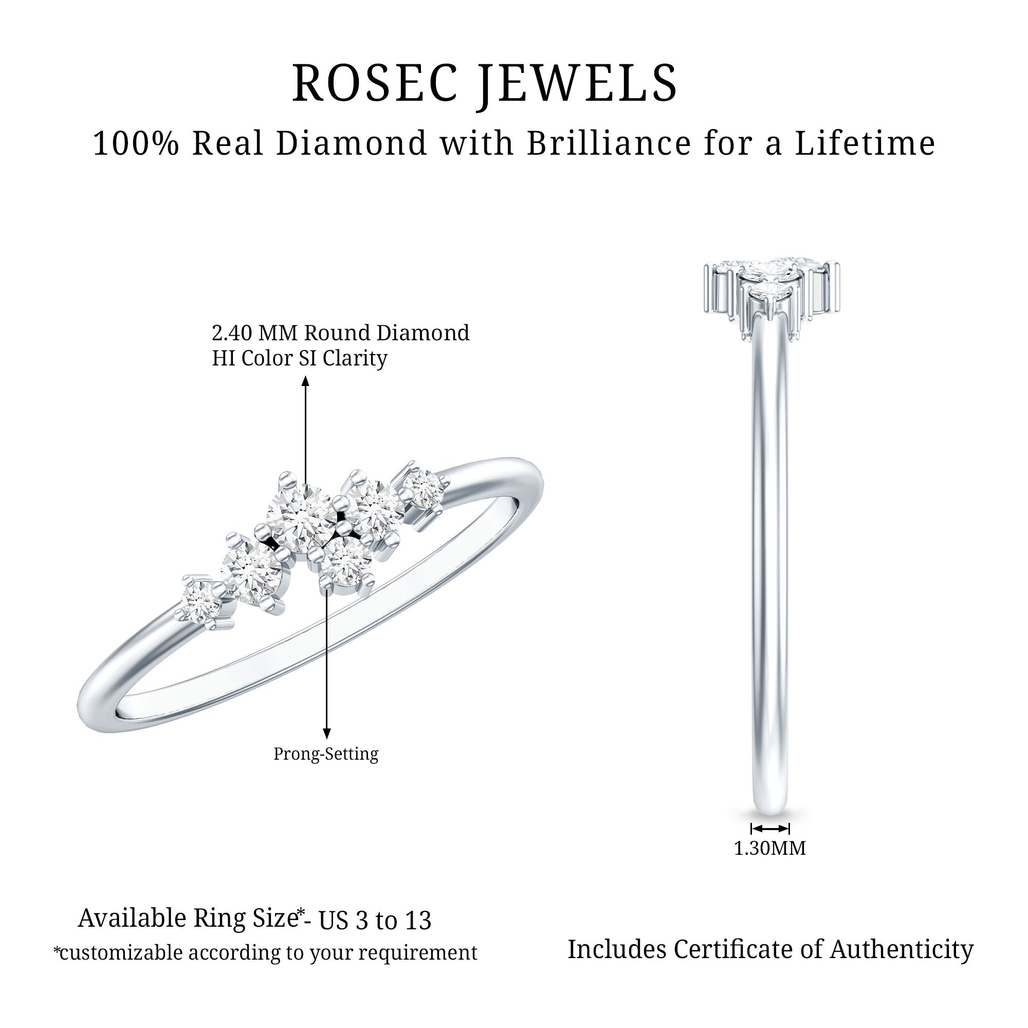 Certified Diamond Cluster Promise Ring in Prong Setting